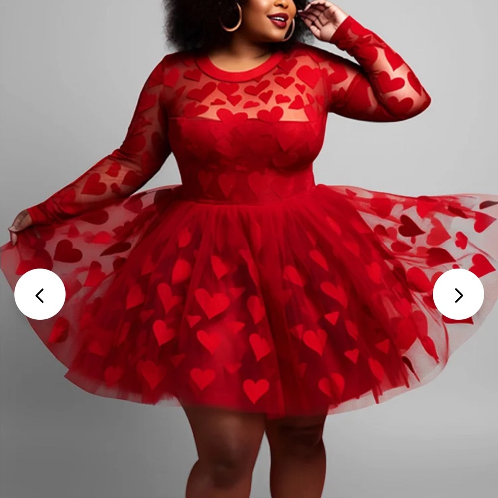 Old Navy Red Heart Long Sleeve Dress